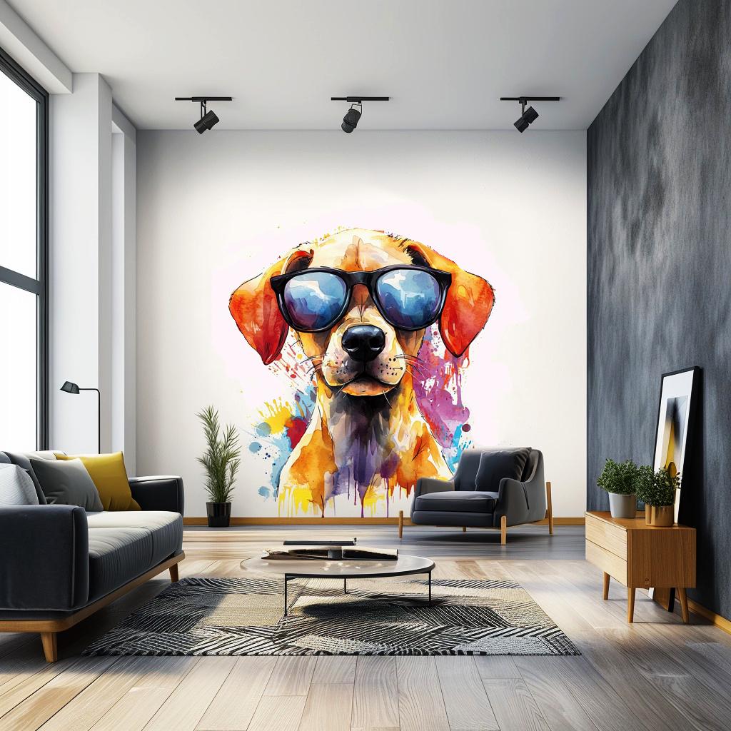 Alternate product view of Colorful Labrador Puppy Wall Sticker.