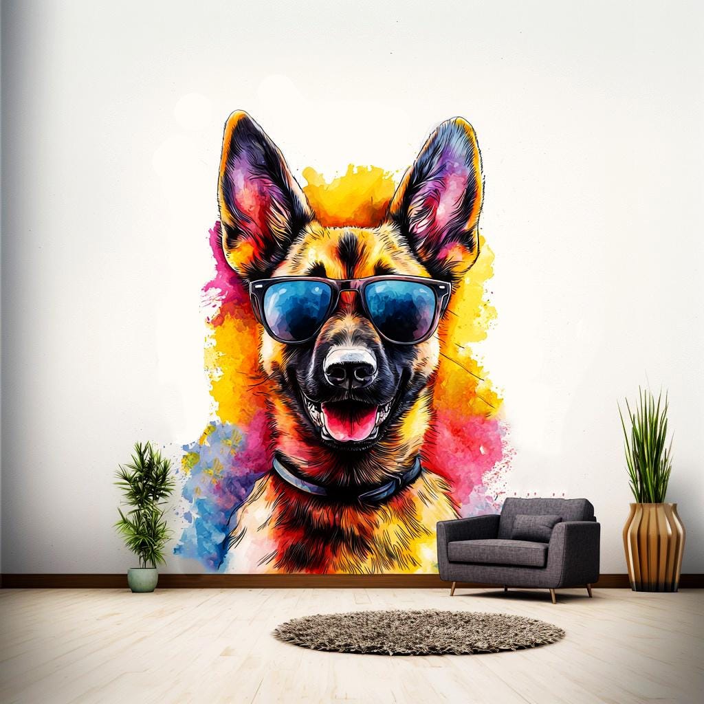 Alternate gallery view of Vibrant German Shepherd Wall Sticker.