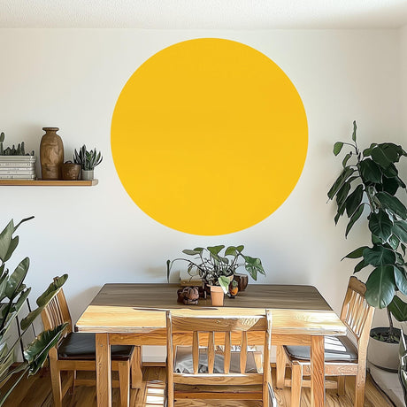 Yellow Circle Wall Decal displayed in a room setting.