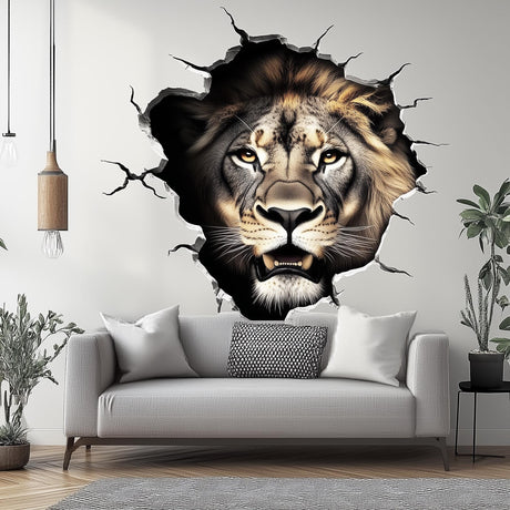 Lion Wall Decal displayed in a room setting.