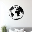 Minimalist black globe wall decal showcasing the Earth design.