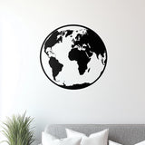 Minimalist black globe wall decal showcasing the Earth design.