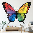 Large Rainbow Butterfly Wall Decal displayed in a room setting.