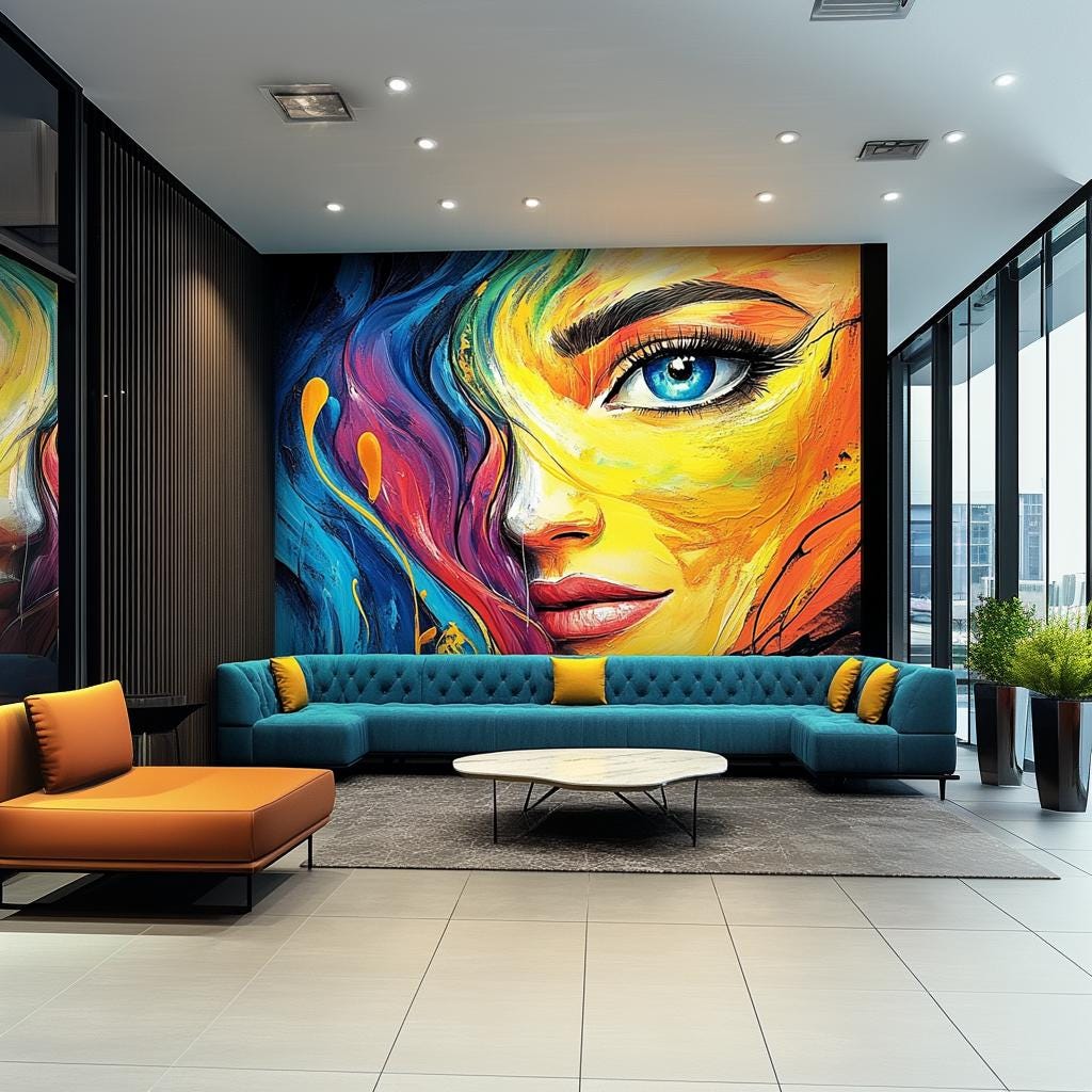 Alternate gallery view of Colorful Abstract Woman's Face Wallpaper Decal.