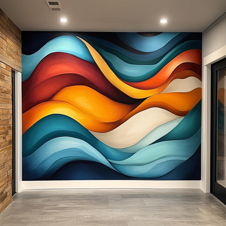 Product view of Abstract Waves Wallpaper Sticker.