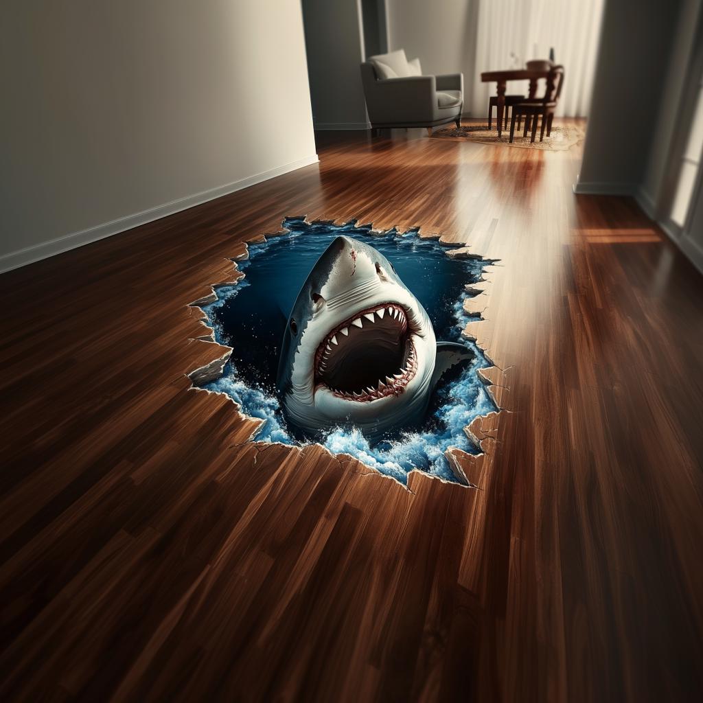 Дополнительный вид 3D-наклейки «Акула в проломе», дизайн 1.