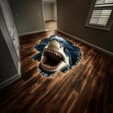 Печатная 3D-иллюзия большой белой акулы на полу