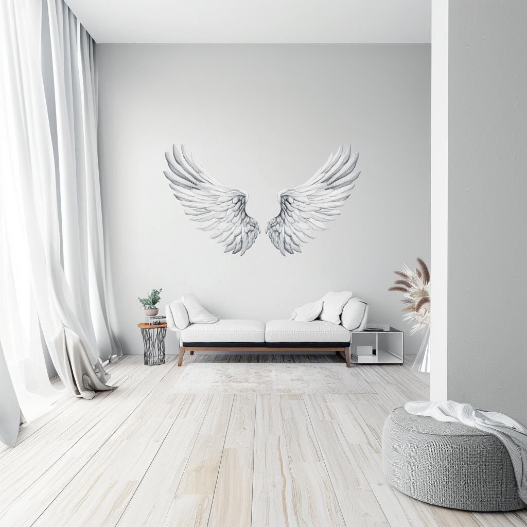 Alternate product view of Large Angel Wings Wall Decal.