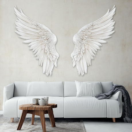3D Angel Wings Wall Decal displayed in a room setting.