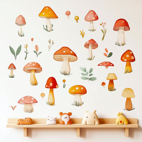 Product view of Mushroom Wall Decals.