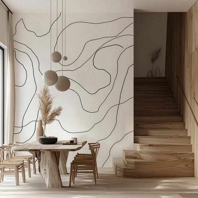 Minimalist Boho Stripe Wall Decal displayed in a room setting.