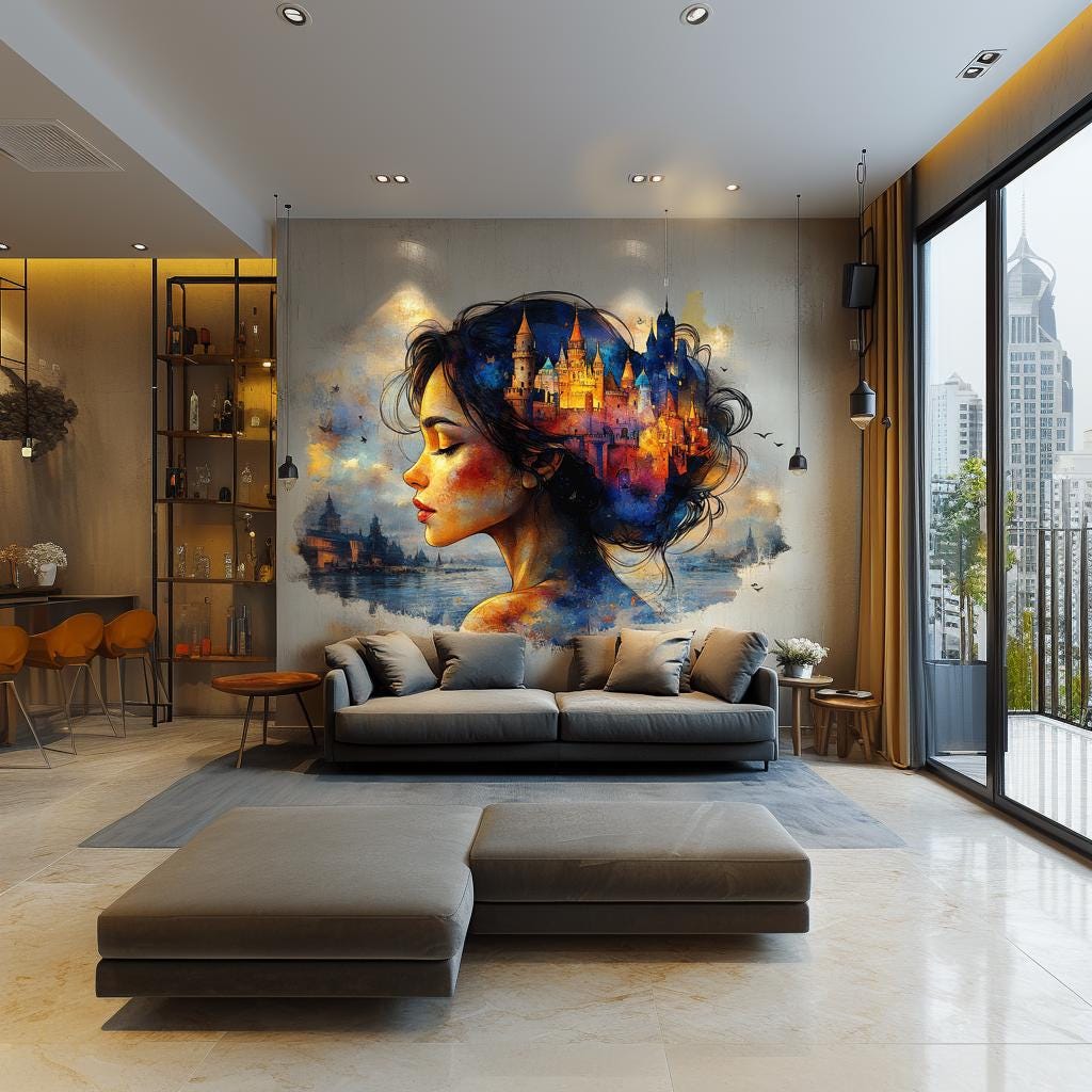 Alternate product view of Dreamy Castle Wall Art Sticker.
