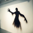 Scary shadow wall sticker with a creepy ghostly figure for Halloween decor.