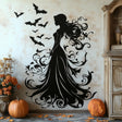 Witch silhouette wall decal with bats.