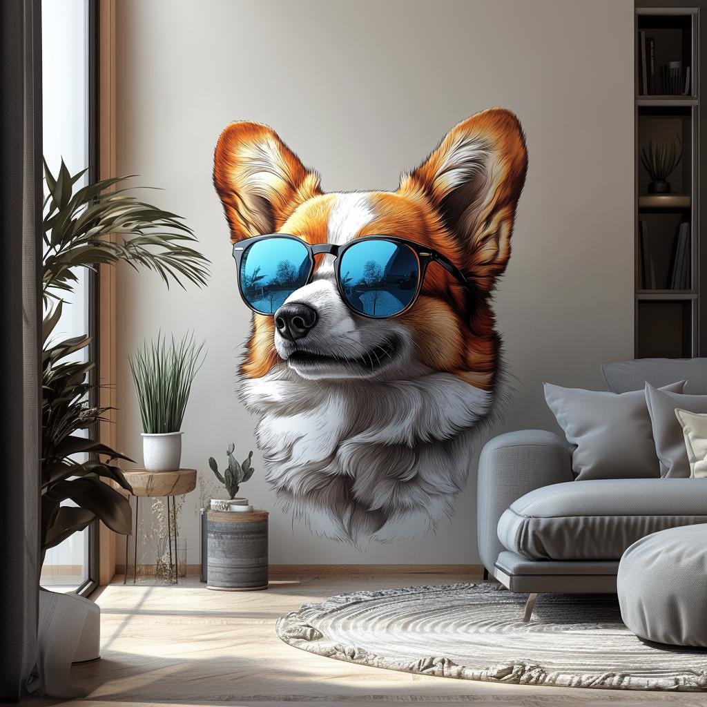Alternate gallery view of Cool Corgi with Sunglasses Wall Decal.