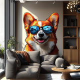 Alternate gallery view of Happy Corgi with Sunglasses Wall Decal.