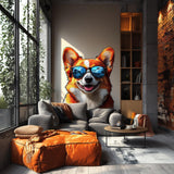 Additional product view of Happy Corgi with Sunglasses Wall Decal.