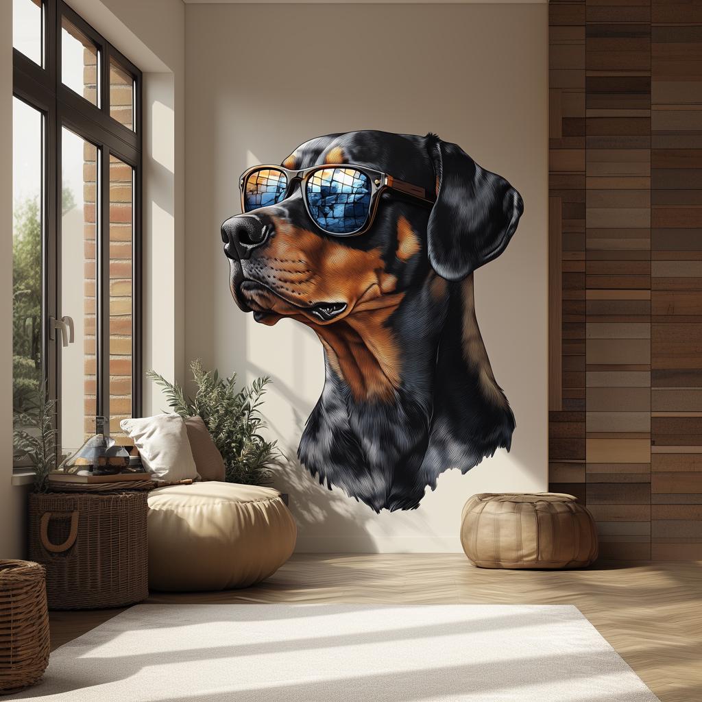 Alternate gallery view of Rottweiler with Sunglasses Wall Decal.