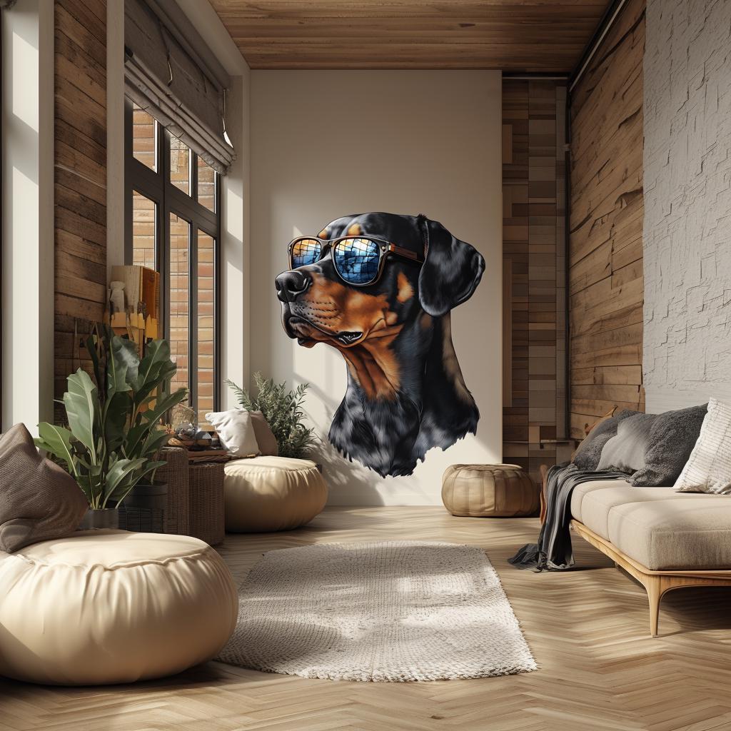 Additional product view of Rottweiler with Sunglasses Wall Decal.