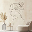 Elegant minimalist line art wall decal of a woman's profile.