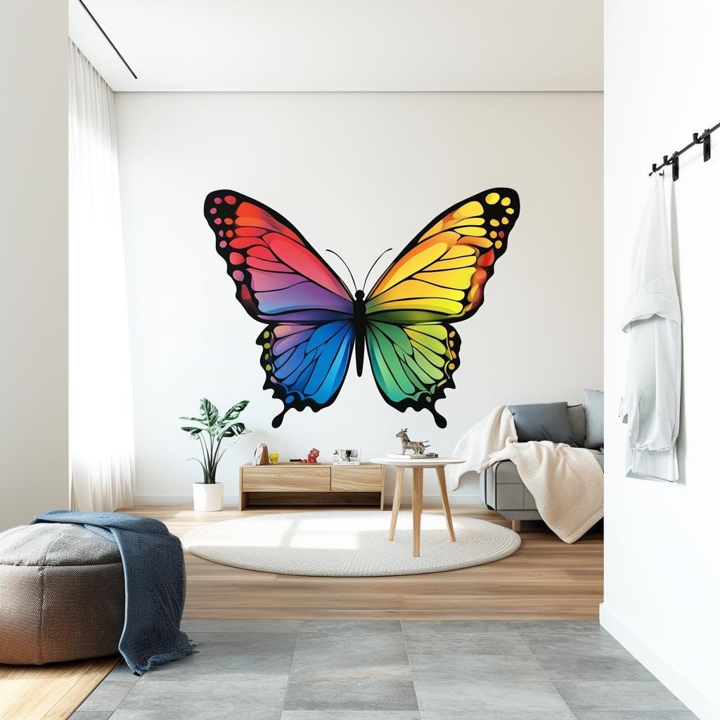Additional product view of Large Rainbow Butterfly Wall Decal.