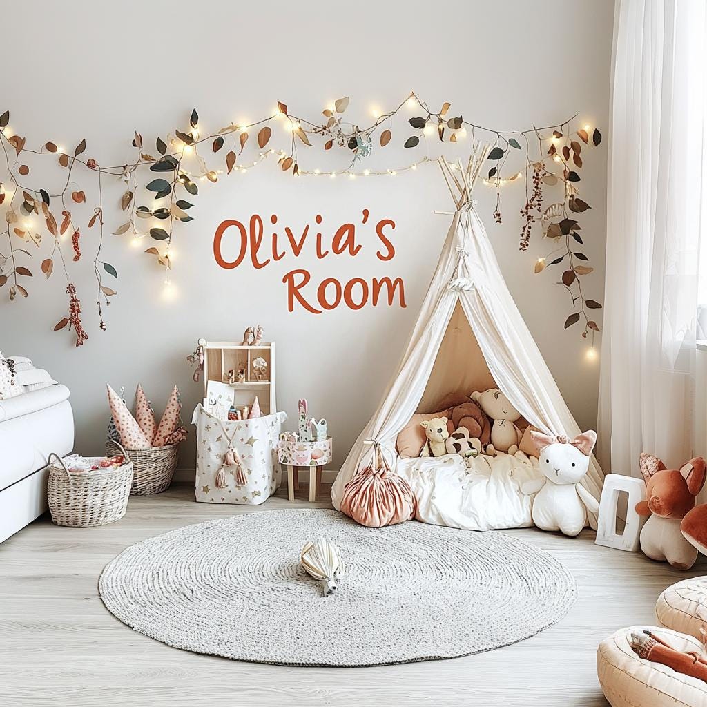 Product detail view of Custom Kids Room Name Wall Decal.