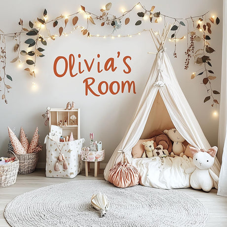 Custom Kids Room Name Wall Decal displayed in a room setting.