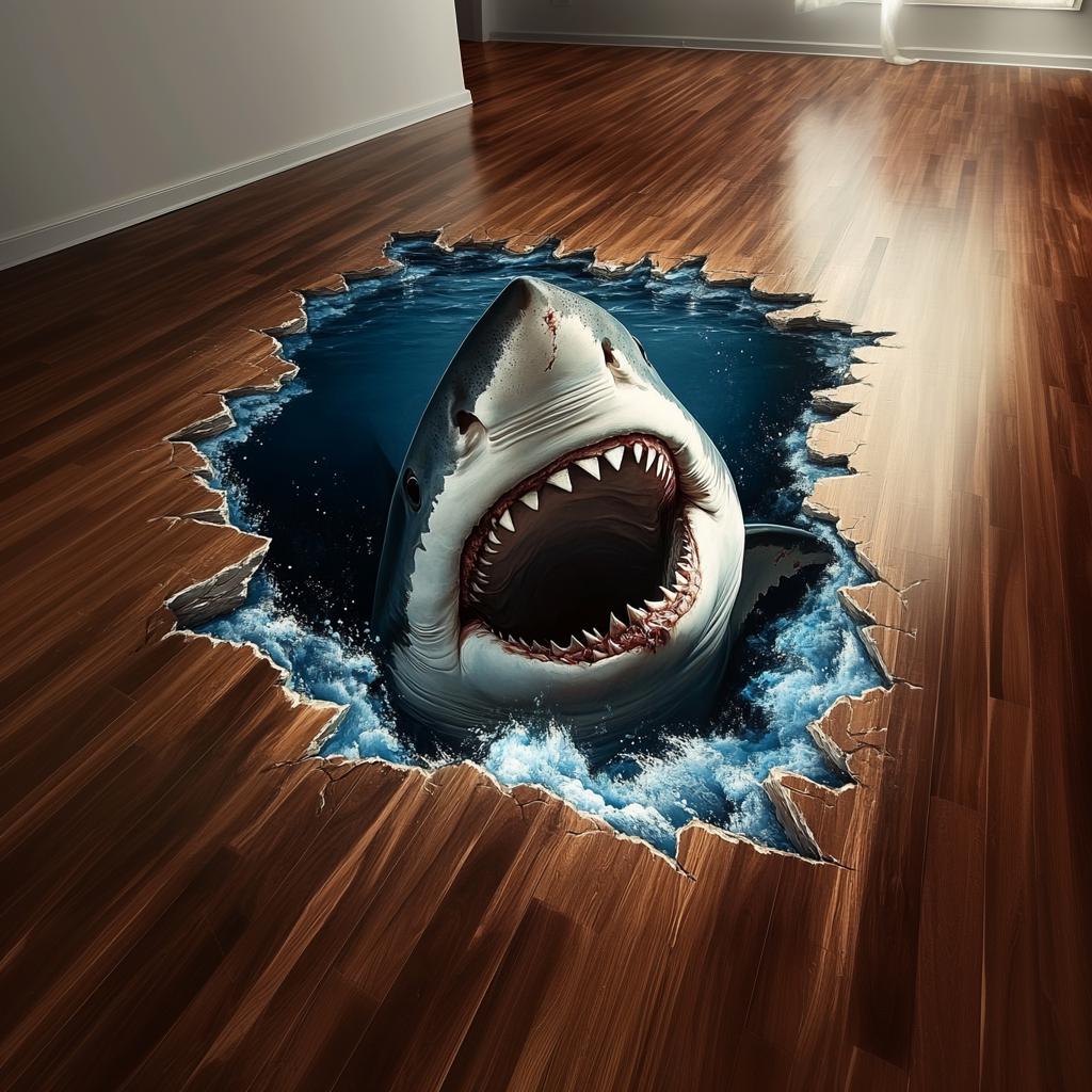 Ещё один вид 3D-наклейки с акулой, дизайн 1.