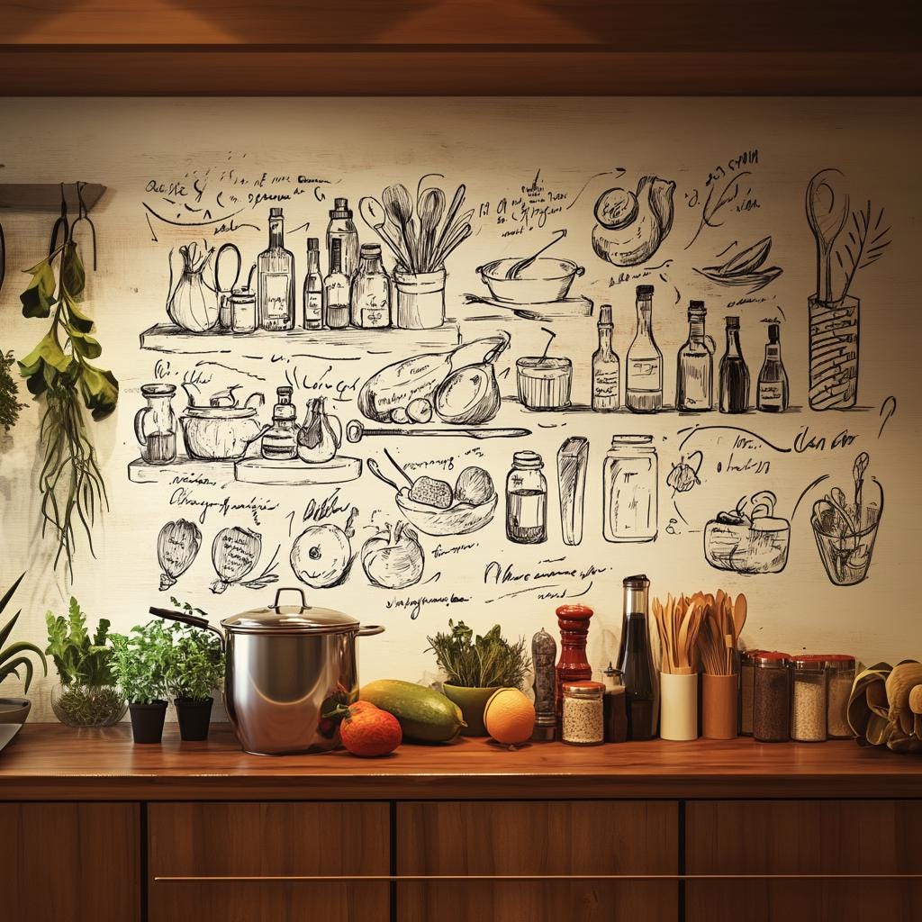 Alternate gallery view of Black Kitchen Illustration Wall Sticker.