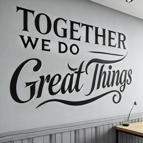 Together We Do Great Things Wall Decal displayed in a room setting.