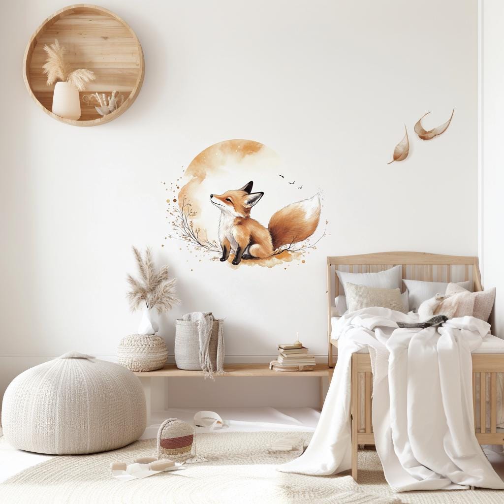 Additional product view of Fox Wall Decal | Cute Fox Nursery Wall Sticker | Baby Room Forest.