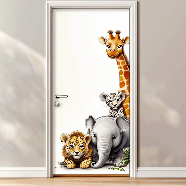 Product view of Jungle Animal Door Sticker.