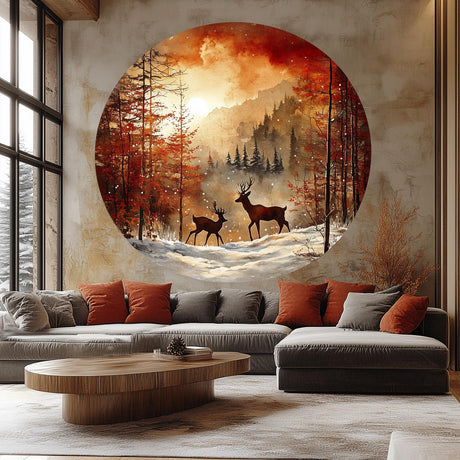 Winter Forest Wall Sticker Decal displayed in a room setting.