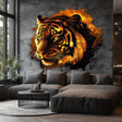 Fiery Tiger Wall Sticker Decal displayed in a room setting.