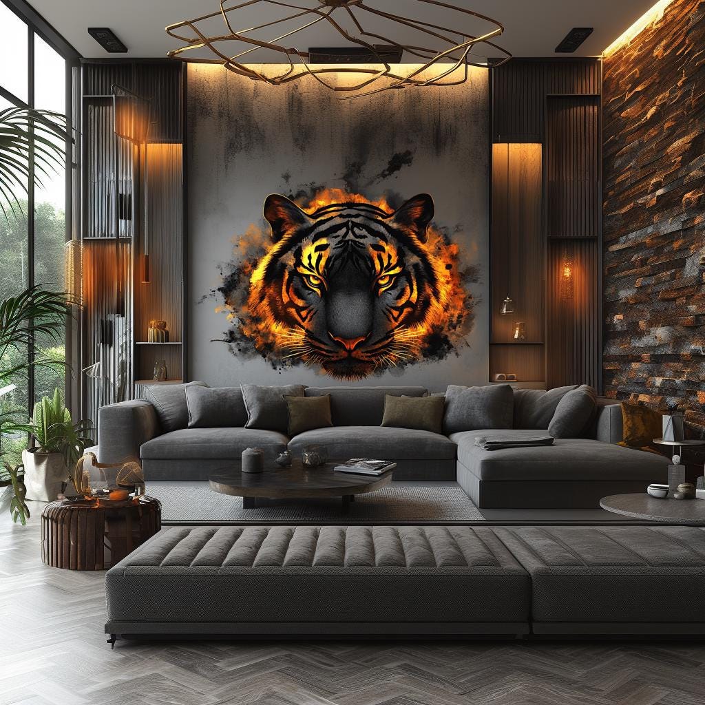 Additional product view of Angry Tiger Wall Decal.