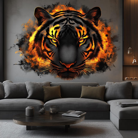 Angry Tiger Wall Decal displayed in a room setting.