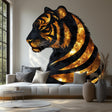 Golden Tiger Wall Sticker Decal displayed in a room setting.