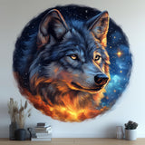 Mystical Wolf Wall Sticker displayed in a room setting.