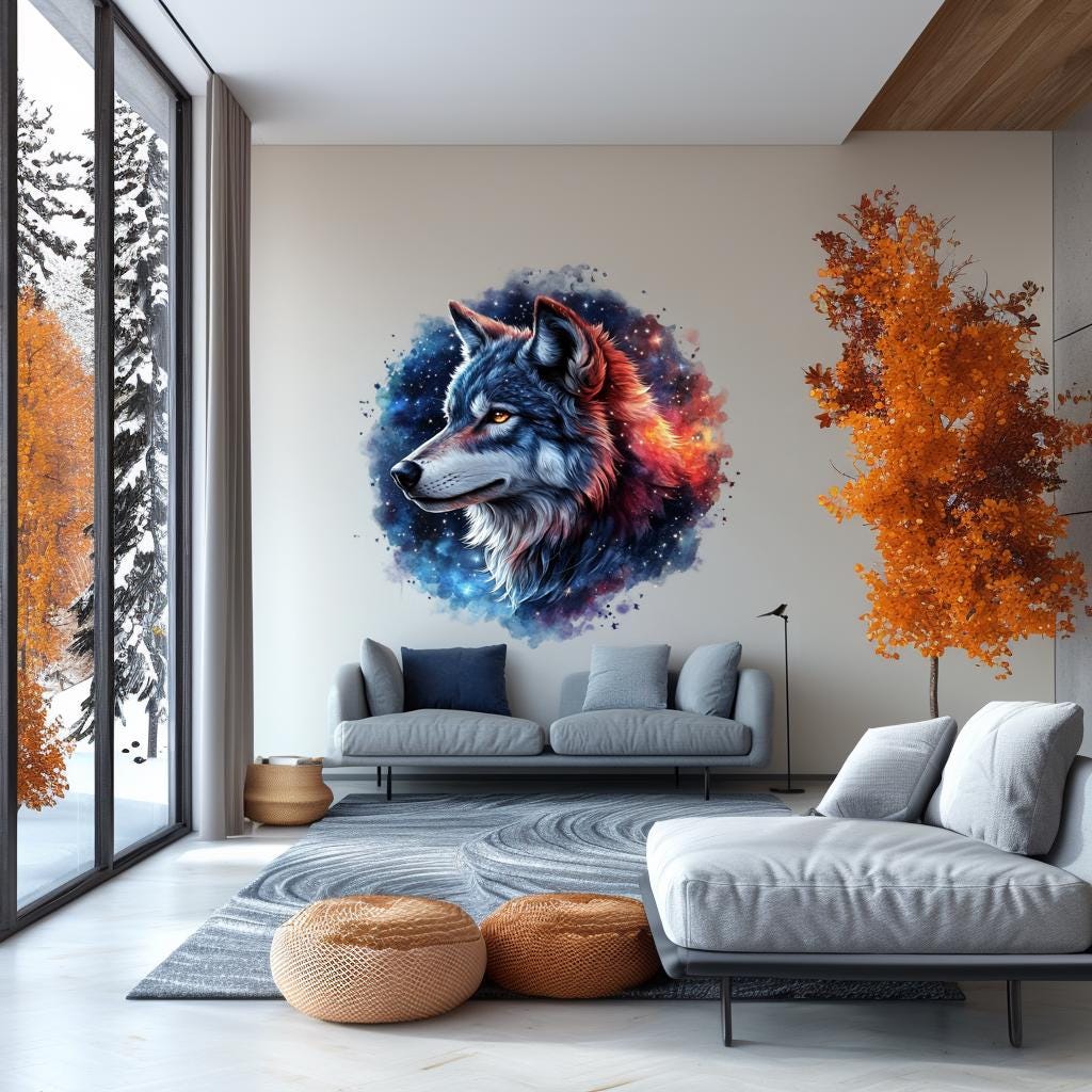 Additional product view of Celestial Wolf Wall Decal.