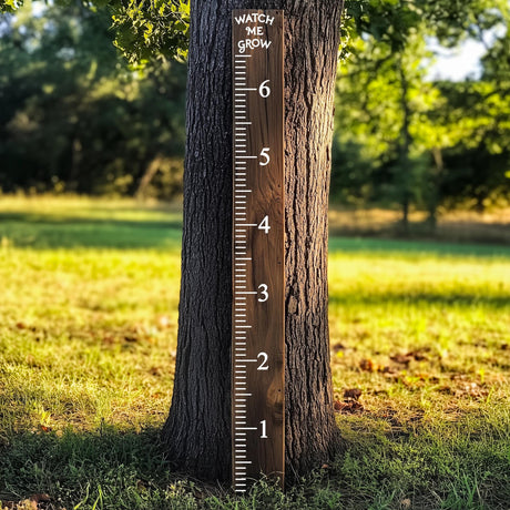 Product view of Vinyl Growth Chart Decal in Feet with 27 White Arrow Stickers.