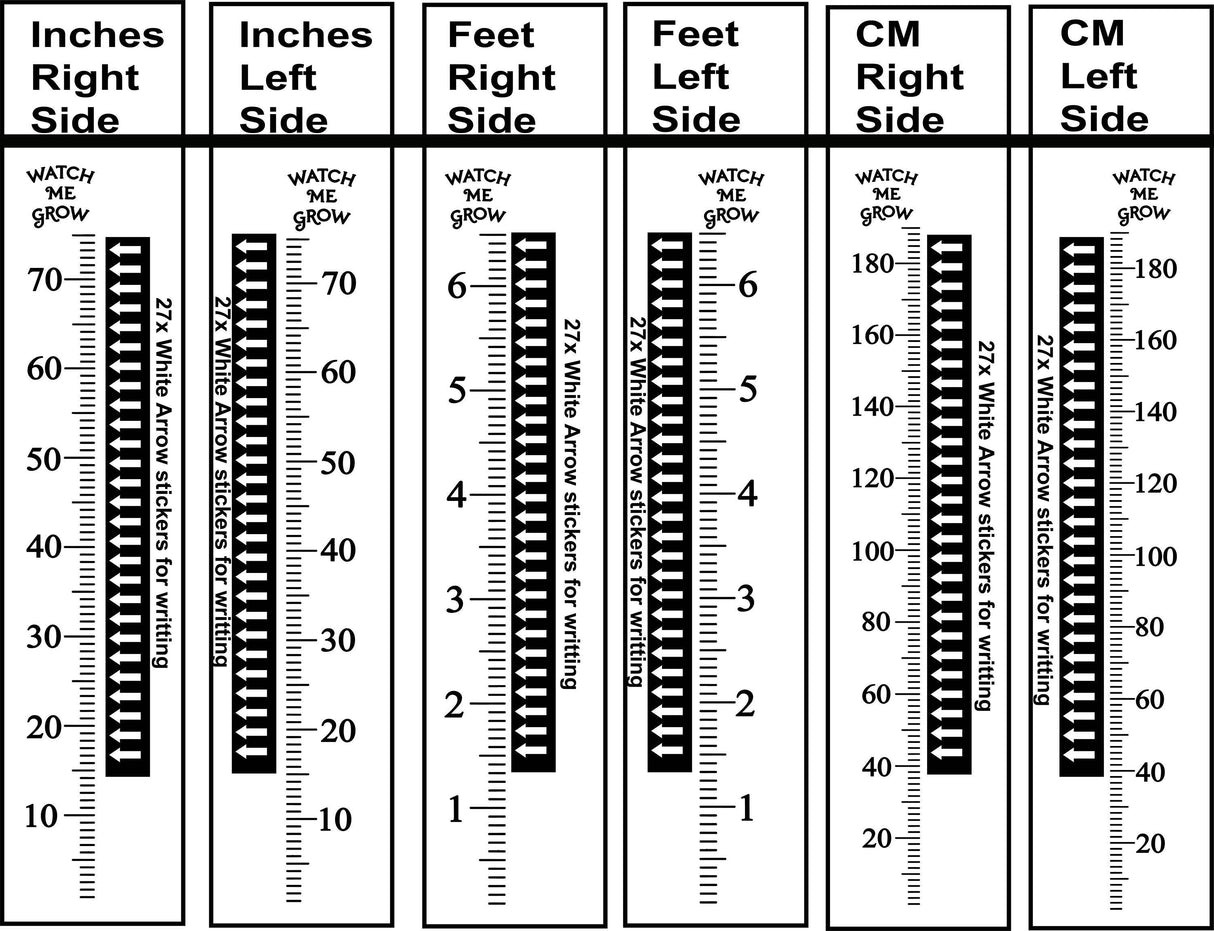 Alternate gallery view of Vinyl Growth Chart Decal in Inches with 27 White Arrow Stickers.