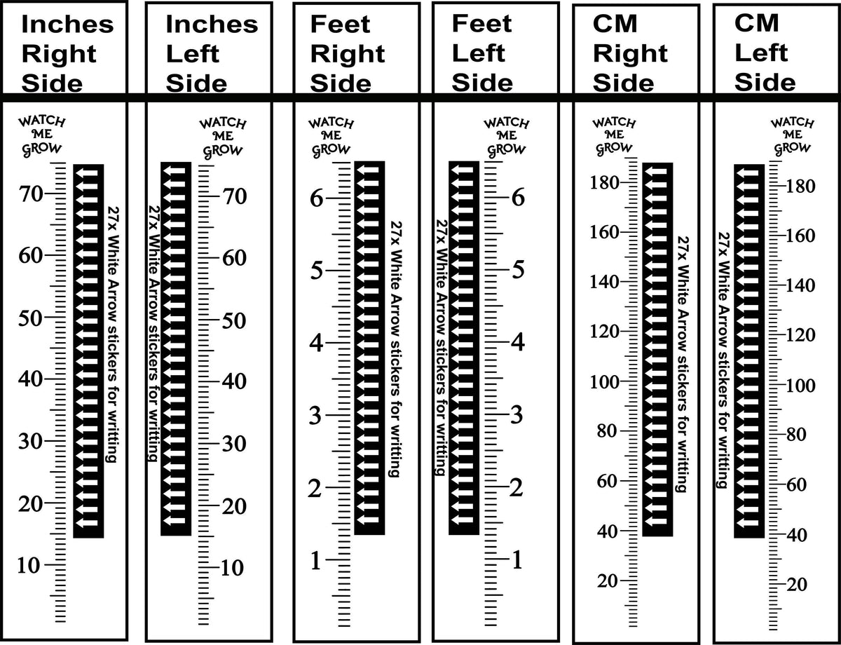 Additional product view of Vinyl Growth Chart Decal in Feet with 27 White Arrow Stickers.