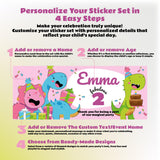 Alternate product view of Personalized Dinosaur Birthday Sticker Set.