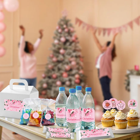 Product view of Pink Christmas Sticker Set.