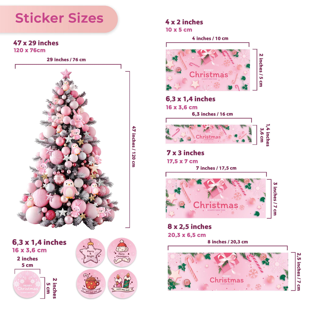 Additional product view of Pink Christmas Sticker Set.