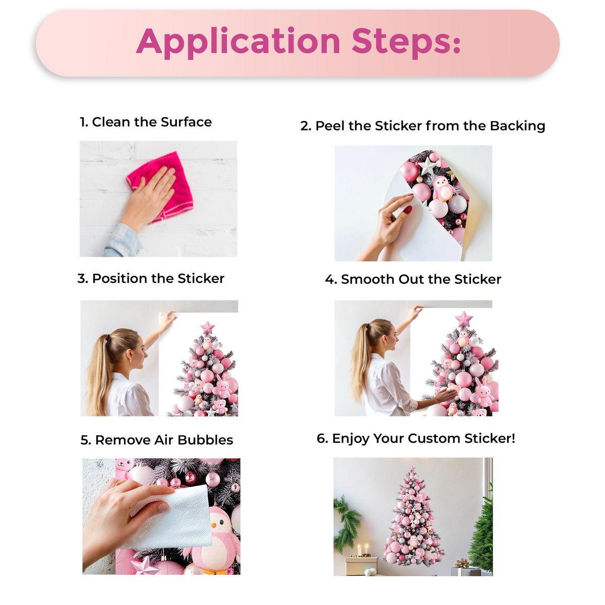 Additional product detail of Pink Christmas Sticker Set.
