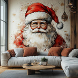 Classic Santa Claus Wall Mural displayed in a room setting.