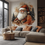 Classic Santa Claus Wall Mural displayed in a room setting.