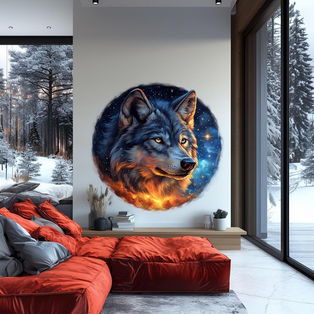 Additional product view of Mystical Wolf Wall Sticker.