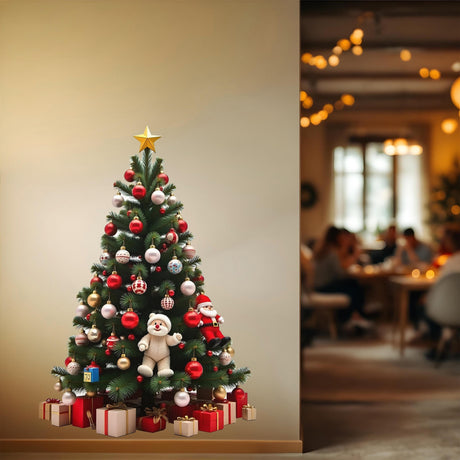 Interactive Christmas Tree Wall Sticker Decal displayed in a room setting.